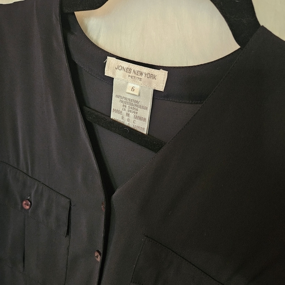 Jones New York Petite Classic Sheer Button Up Blouse - Picture 3 of 8